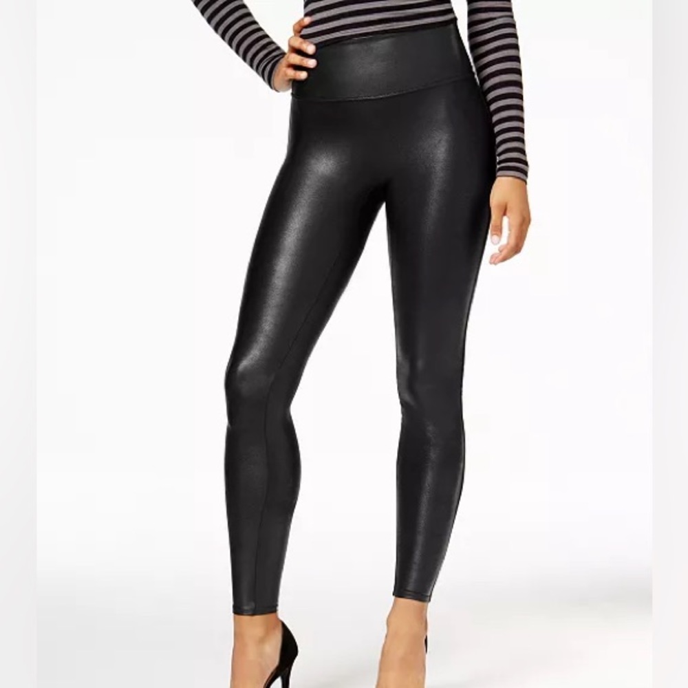SPANX Black Faux Leather Leggings {Size Small}